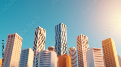 Resilient Skyscrapers with Simulated Seismic Activity Data - 3D Illustration with Copy Space and Ultra HD Quality