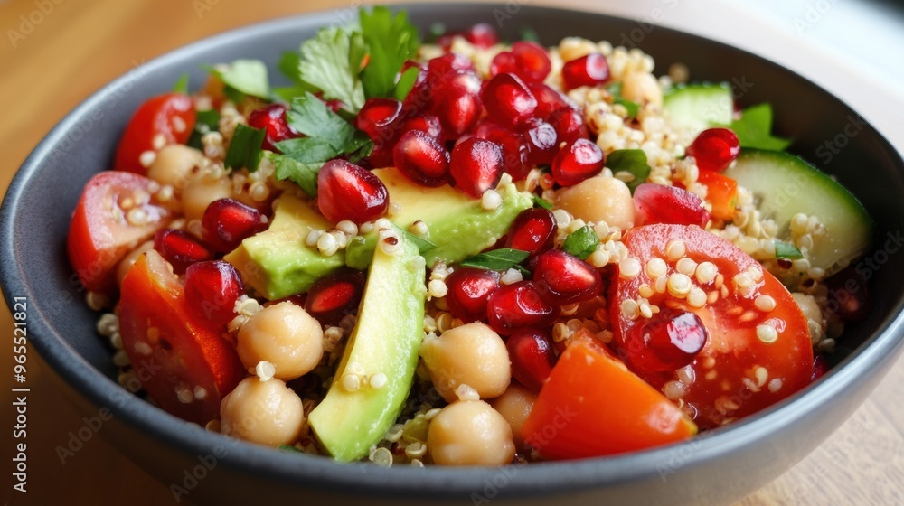 A bowl of a salad with tomatoes, avocado and other vegetables, AI A bowl of a salad with tomatoes, avocado and other vegetables, AI