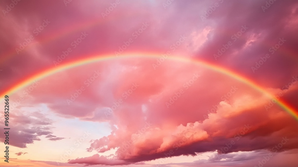 A double rainbow is seen in the sky over a beach, AI A double rainbow is seen in the sky over a beach, AI