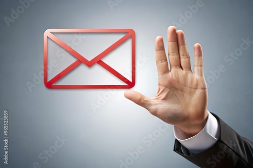 hand reject email icon. Junk mail spam concept