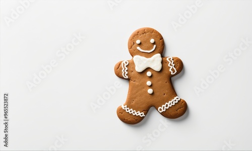 Gingerbread man cookie on white background photo