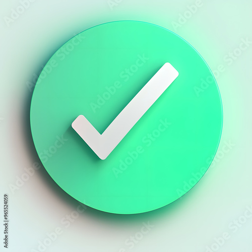 Check mark, completed, done green gradient round icon isolated on white