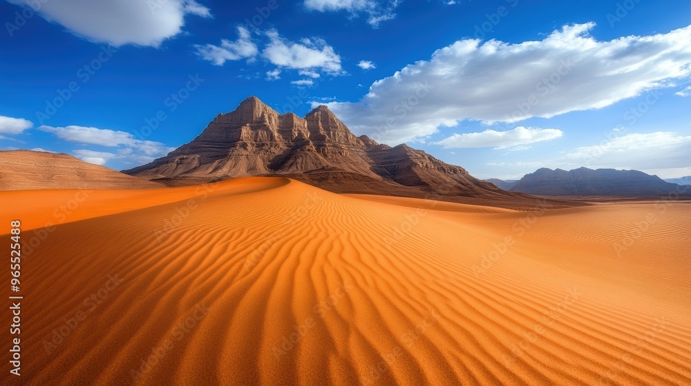A desert scene with sand dunes and mountains in the background, AI A desert scene with sand dunes and mountains in the background, AI