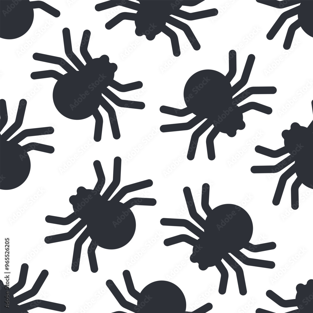 Halloween spider silhouette vector cartoon seamless pattern background.