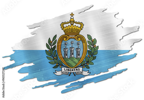 Flag of San Marino with brush stroke on transparent background
