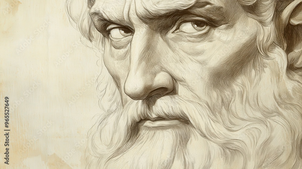 Bible Wall Art: Close-Up of Moses Singing The Song of Moses in Deuteronomy - Biblical Illustration with Beige Background Bible Wall Art: Close-Up of Moses Singing The Song of Moses in Deuteronomy - Biblical Illustration with Beige Background