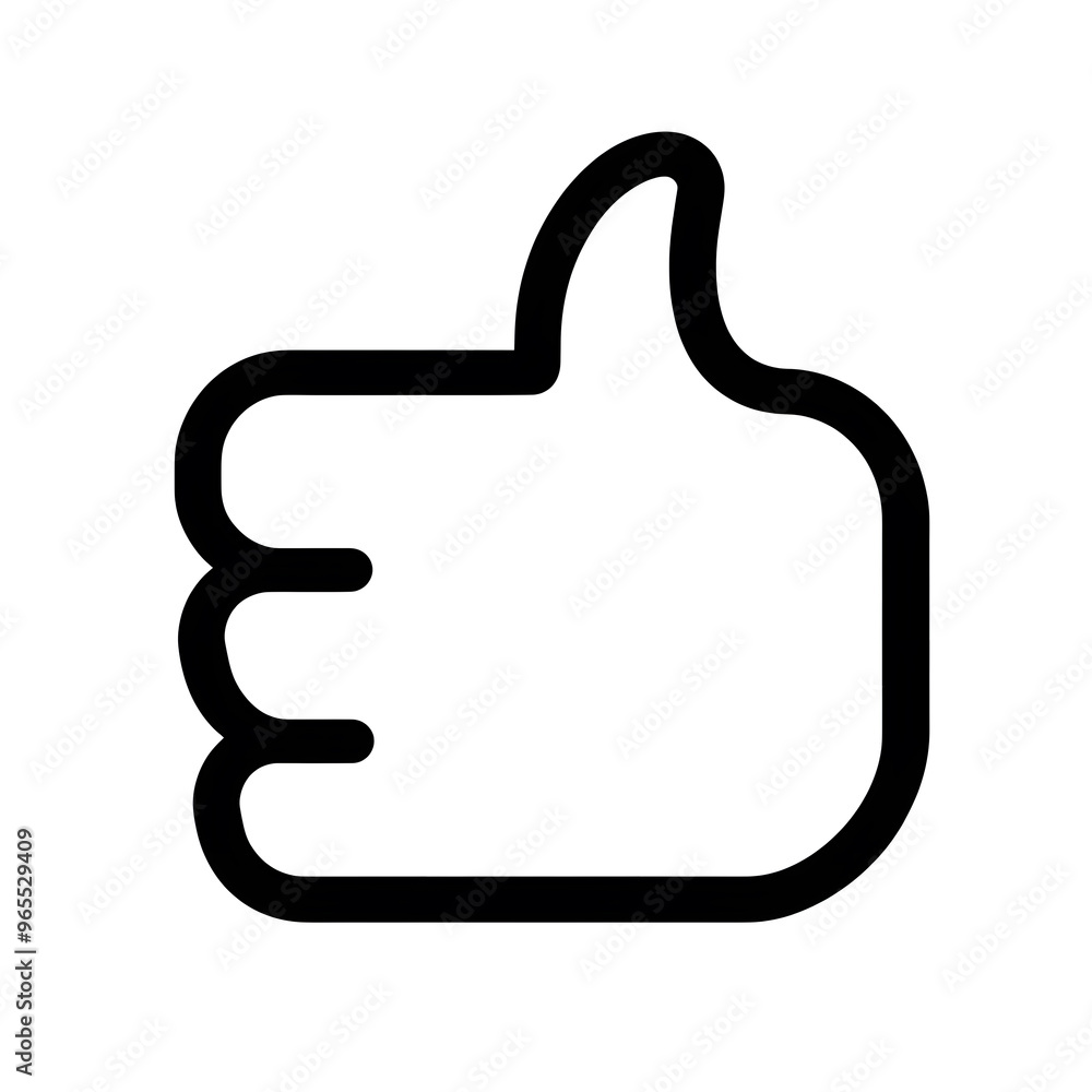 Like confirm and thumb up black outline icon, isolated on white background Like confirm and thumb up black outline icon, isolated on white background