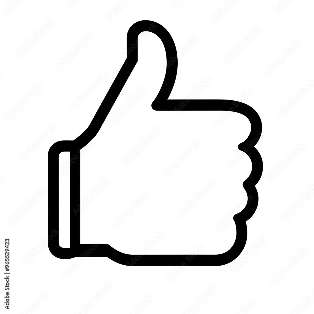 Like confirm and thumb up black outline icon, isolated on white background Like confirm and thumb up black outline icon, isolated on white background