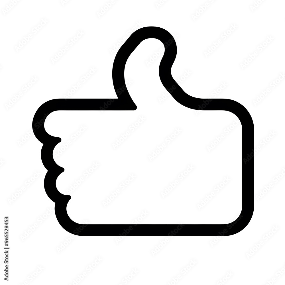 Like confirm and thumb up black outline icon, isolated on white background Like confirm and thumb up black outline icon, isolated on white background