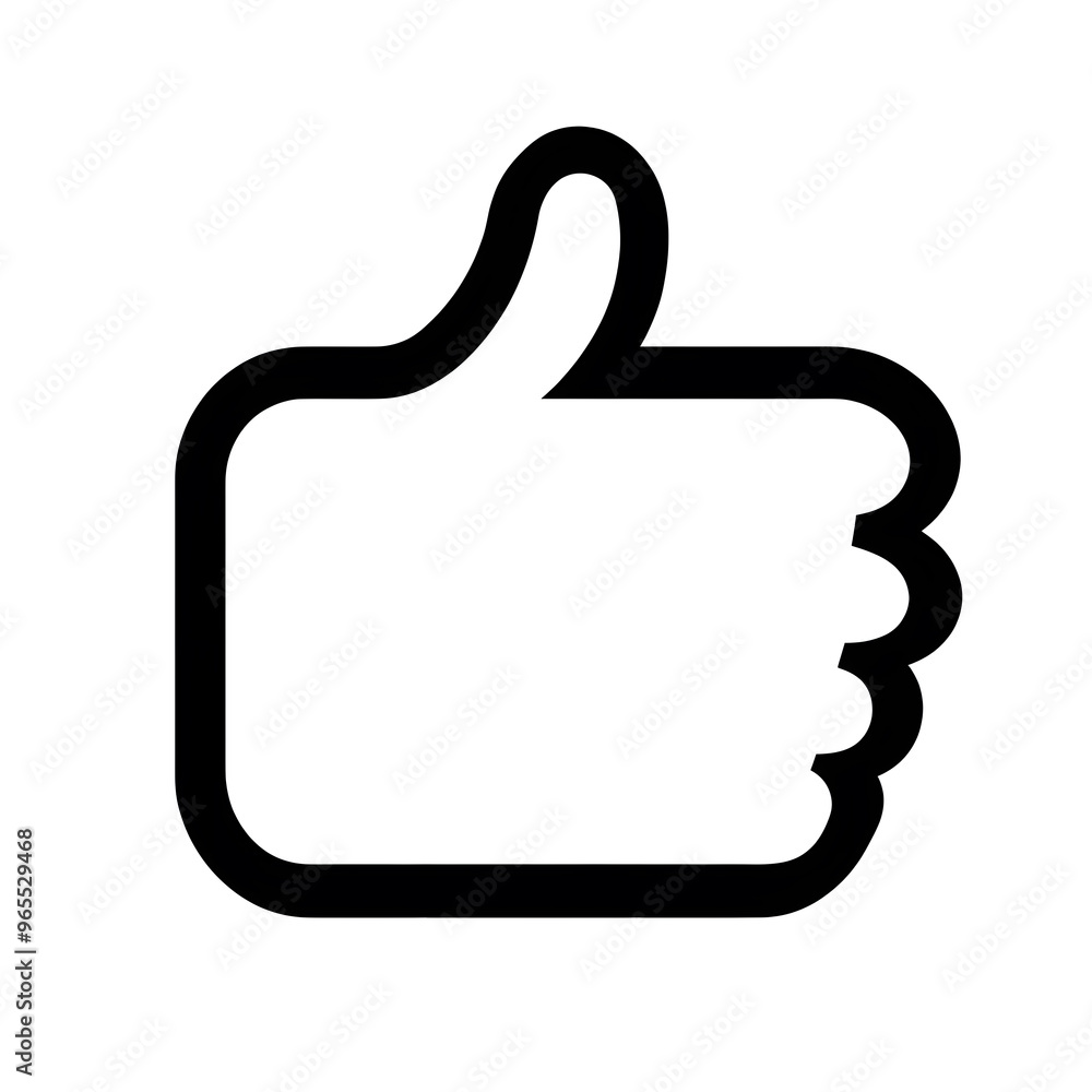 Like confirm and thumb up black outline icon, isolated on white background Like confirm and thumb up black outline icon, isolated on white background