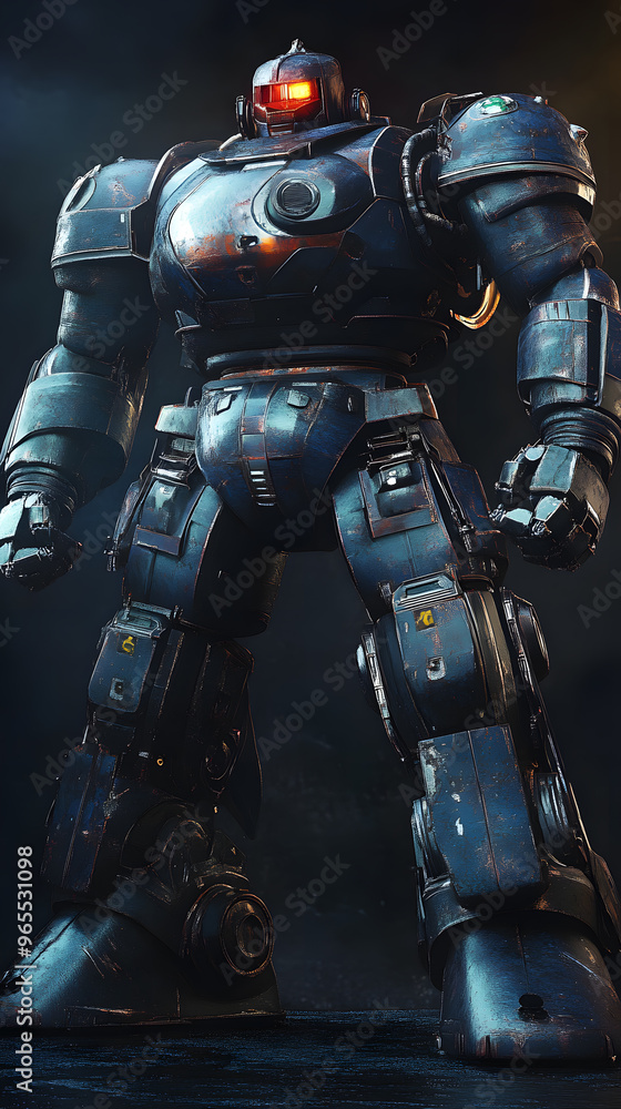 In the Japanese tokusatsu style of the Showa period, present the image of a huge robot In the Japanese tokusatsu style of the Showa period, present the image of a huge robot