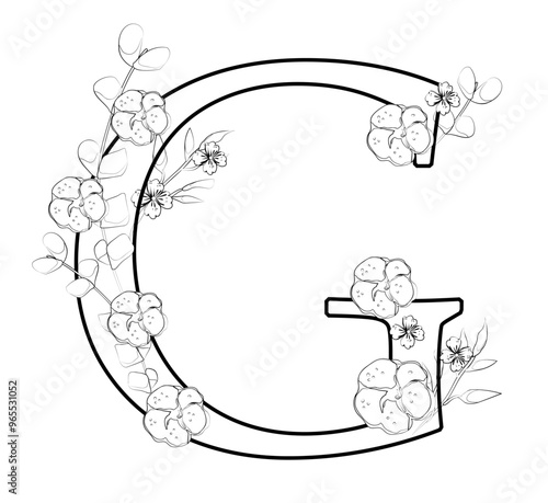 Vector sign with flowers decorations