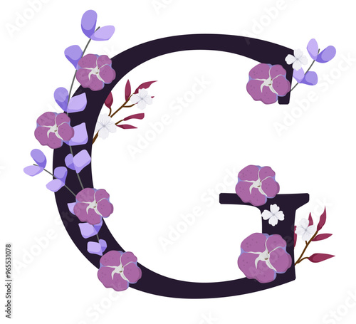 Vector sign with flowers decorations