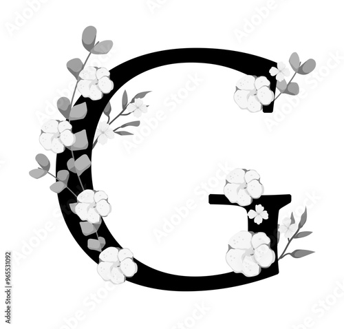 Vector sign with flowers decorations