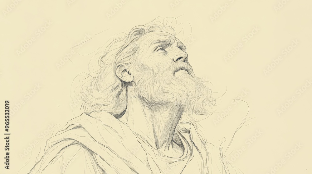 Bible Wall Art: Moses Concluding The Song of Moses in Deuteronomy - Prayer with Sorrow and Hope - Biblical Illustration with Beige Background Bible Wall Art: Moses Concluding The Song of Moses in Deuteronomy - Prayer with Sorrow and Hope - Biblical Illustration with Beige Background