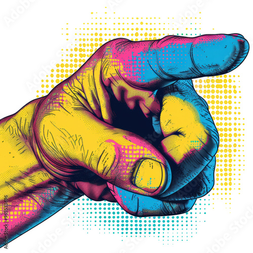 Trendy Pointing Hand Gesture Abstract Cutout Hand Halft Isolated on Transparent or White Background, PNG photo