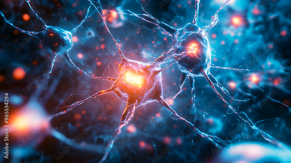 neurons firing in the brain, demonstrating the electrical signals traveling through synapses in a medical anatomy neurons firing in the brain, demonstrating the electrical signals traveling through synapses in a medical anatomy