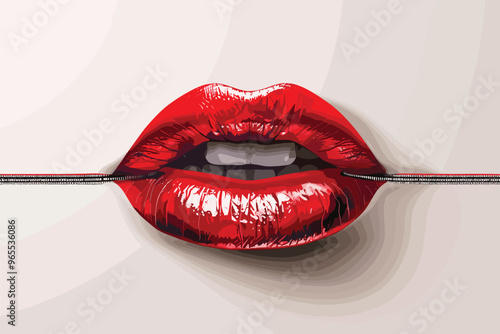 Zipped Lips Concept Representing Shut Mouth and Silence