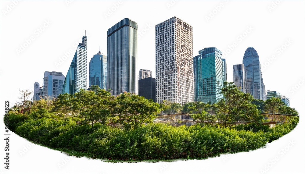 Obraz premium Isolated PNG of a sustainable city scape