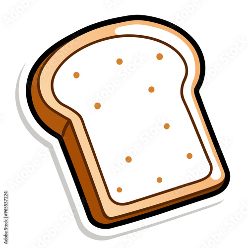 Toasted bread slice cartoon sticker on a isolated white background (13)