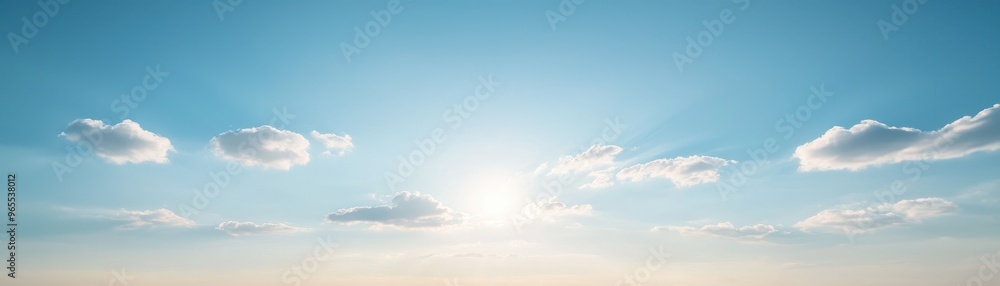 Clear blue sky with a few white clouds, serene weather, bright sunlight Clear blue sky with a few white clouds, serene weather, bright sunlight