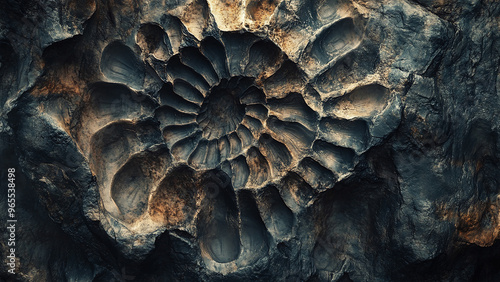 Abstract Fossil Background: A Unique Wallpaper Featuring Radial Symmetry and Intricate Patterns Inspired by Ancient Geological Structures for Artistic and Educational Use