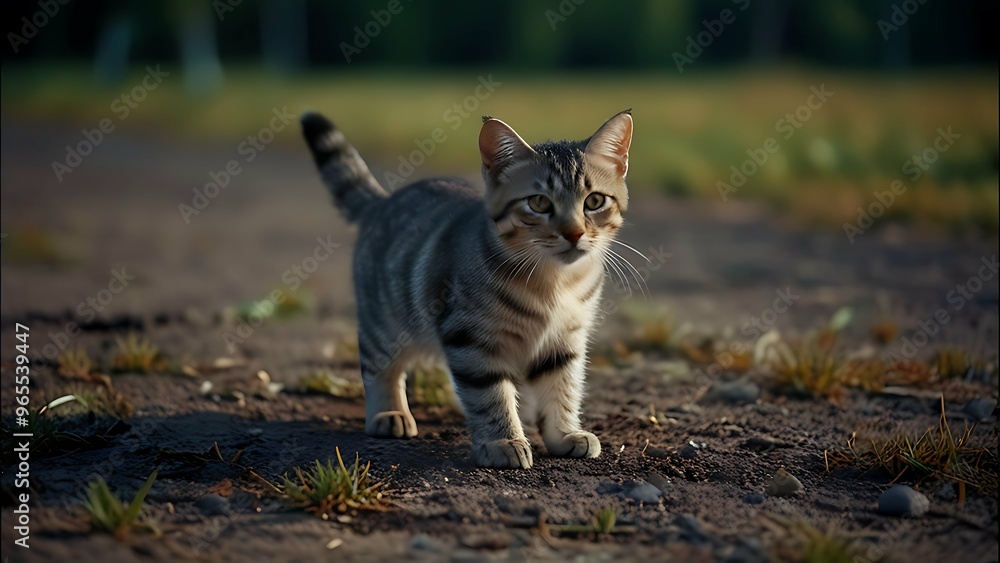 Naklejka premium Cat on the ground