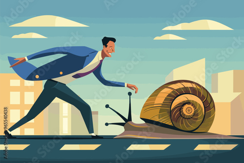 Inefficient Entrepreneur Pushes Snail in Wrong Direction, Hindering Business Growth