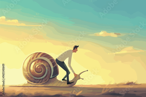 Inefficient Entrepreneur Pushes Snail in Wrong Direction, Hindering Business Growth