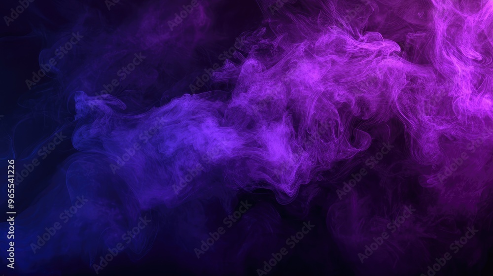 Fototapeta premium Abstract purple smoke rising on a black background, adding an air of mystery and artistic flair
