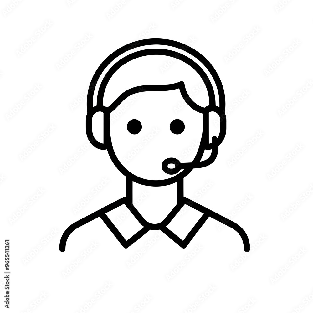Customer support black line icon isolated on white background Customer support black line icon isolated on white background