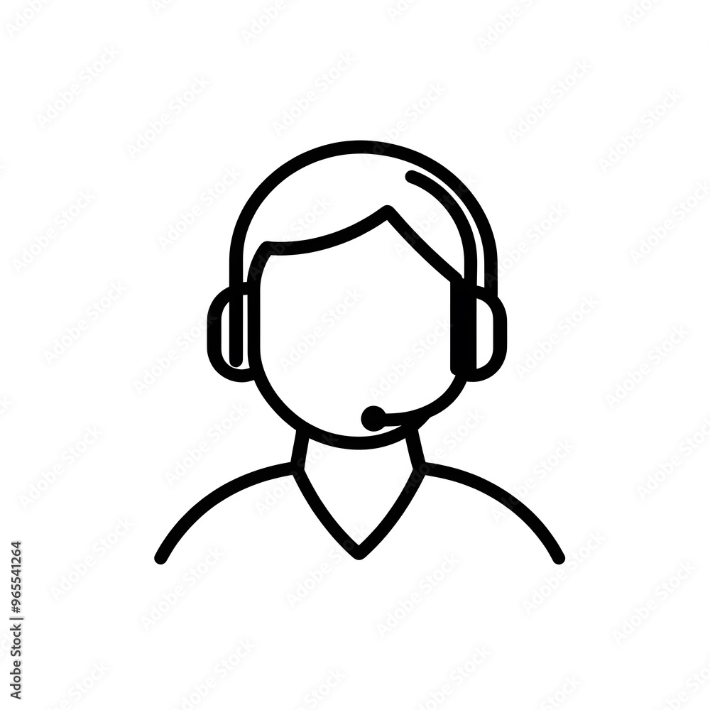 Customer support black line icon isolated on white background Customer support black line icon isolated on white background