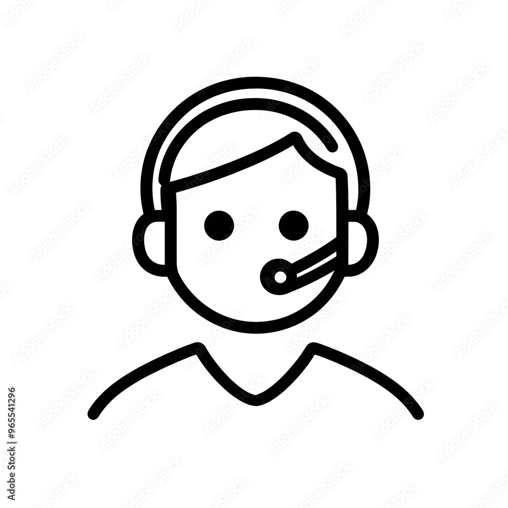 Customer support black line icon isolated on white background Customer support black line icon isolated on white background