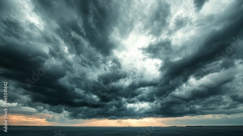 Overcast sky with dark clouds threatening rain, gloomy weather, moody atmosphere