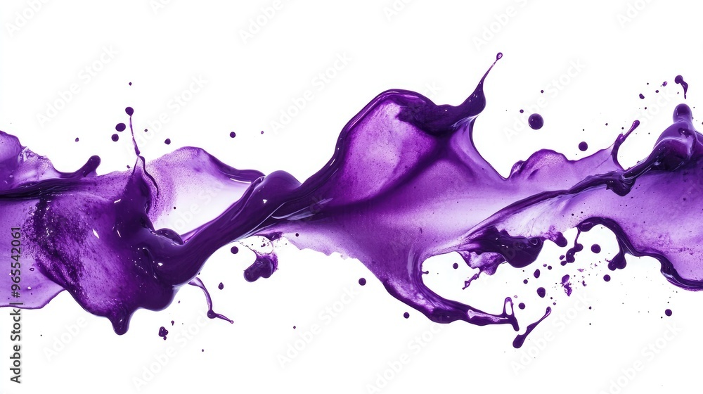 Fototapeta premium An abstract splash of purple paint against a white canvas, symbolizing creativity and artistic expression