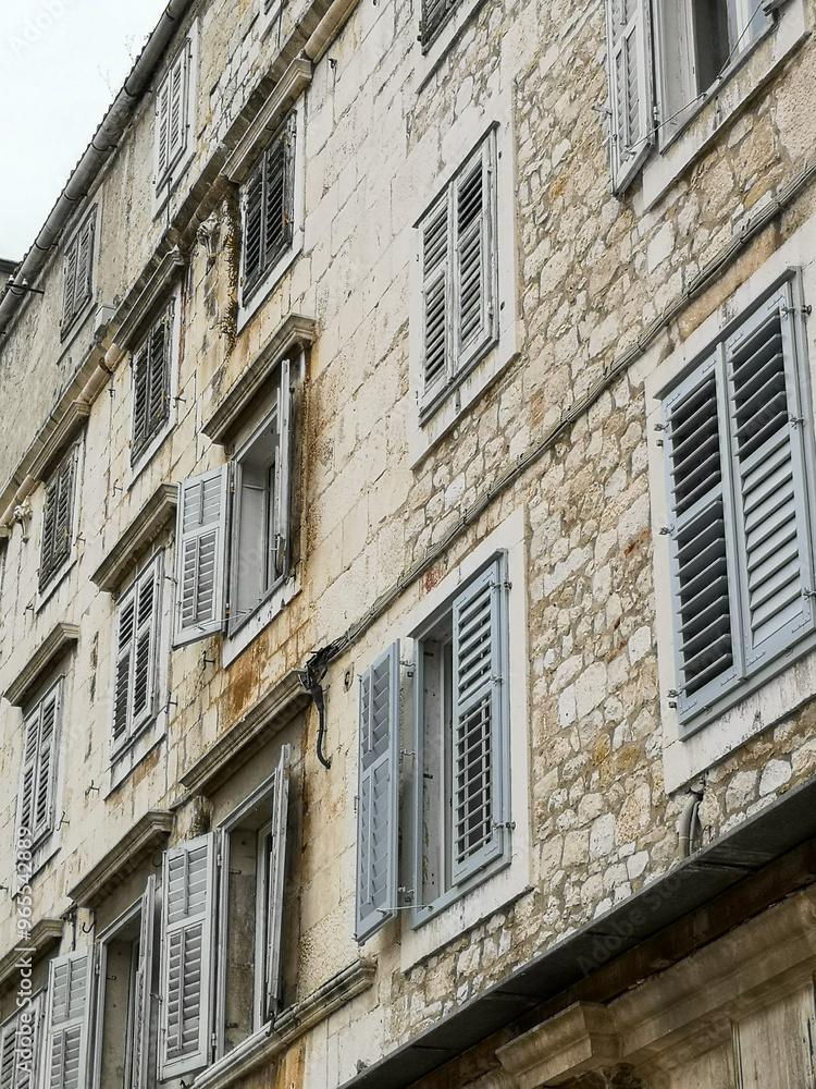 Artistic Shuttered Windows on Ancient building in Split, Croatia Artistic Shuttered Windows on Ancient building in Split, Croatia
