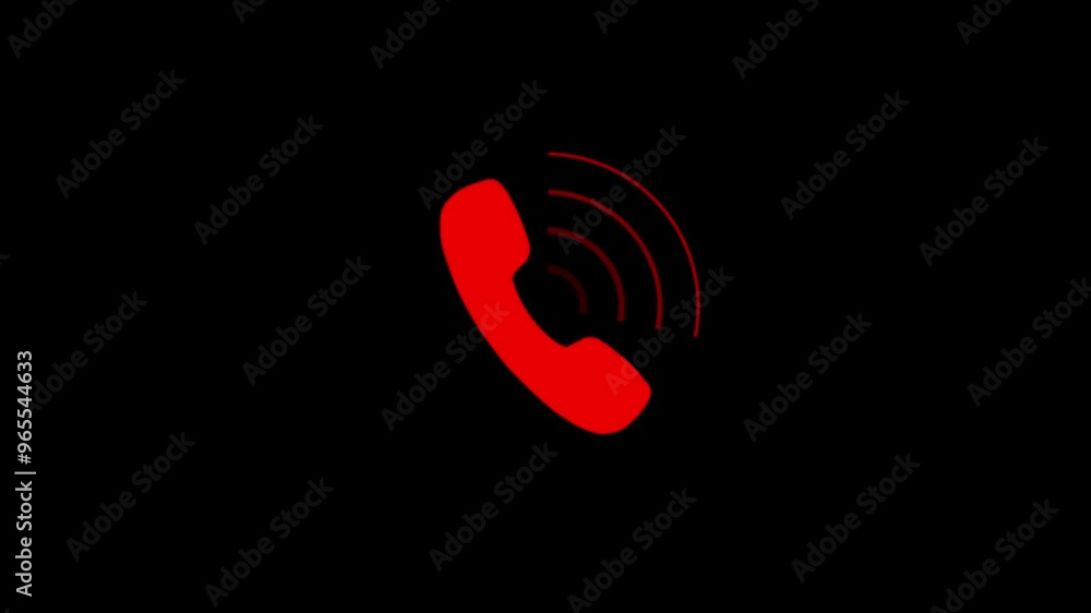 animation of incoming call ring icon isolated on black screen background, red color phone call sign handset symbol. seamless loop video for mobile notifications and communication themes animation of incoming call ring icon isolated on black screen background, red color phone call sign handset symbol. seamless loop video for mobile notifications and communication themes
