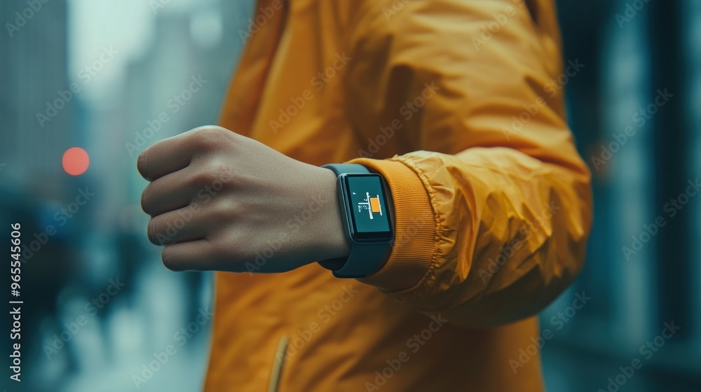 Smartwatch on a Wrist in the City Smartwatch on a Wrist in the City
