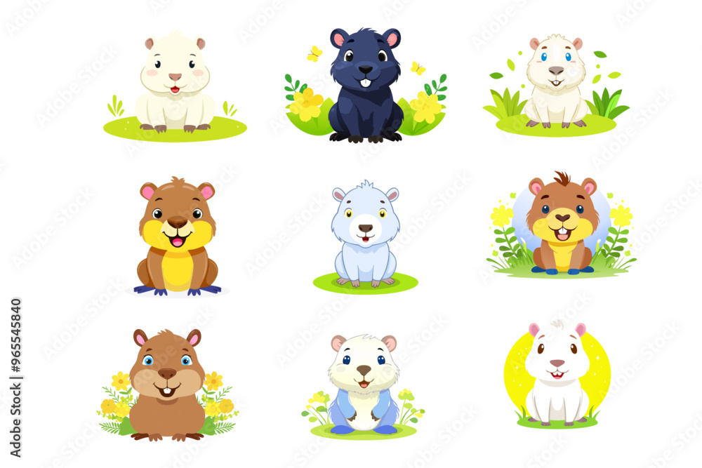 Fototapeta premium baby Capybara cartoon