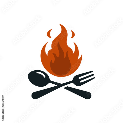 spoon fork fire restaurant logo vector illustration template design