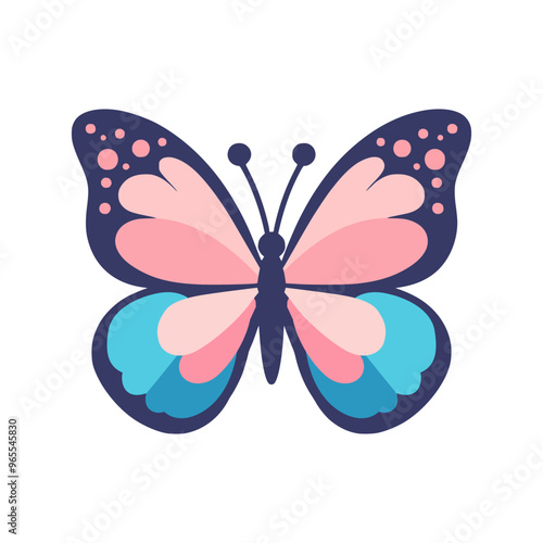 beautiful butterfly animal flat color vector illustration template design