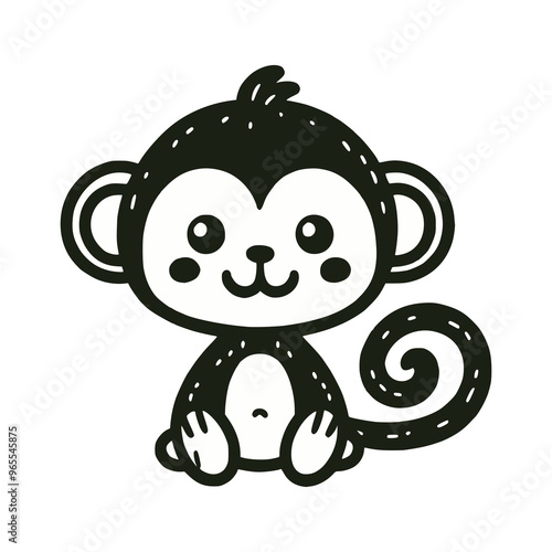 Canvas Print cartoon cute monkey doodle hand drawn vector illustration template design