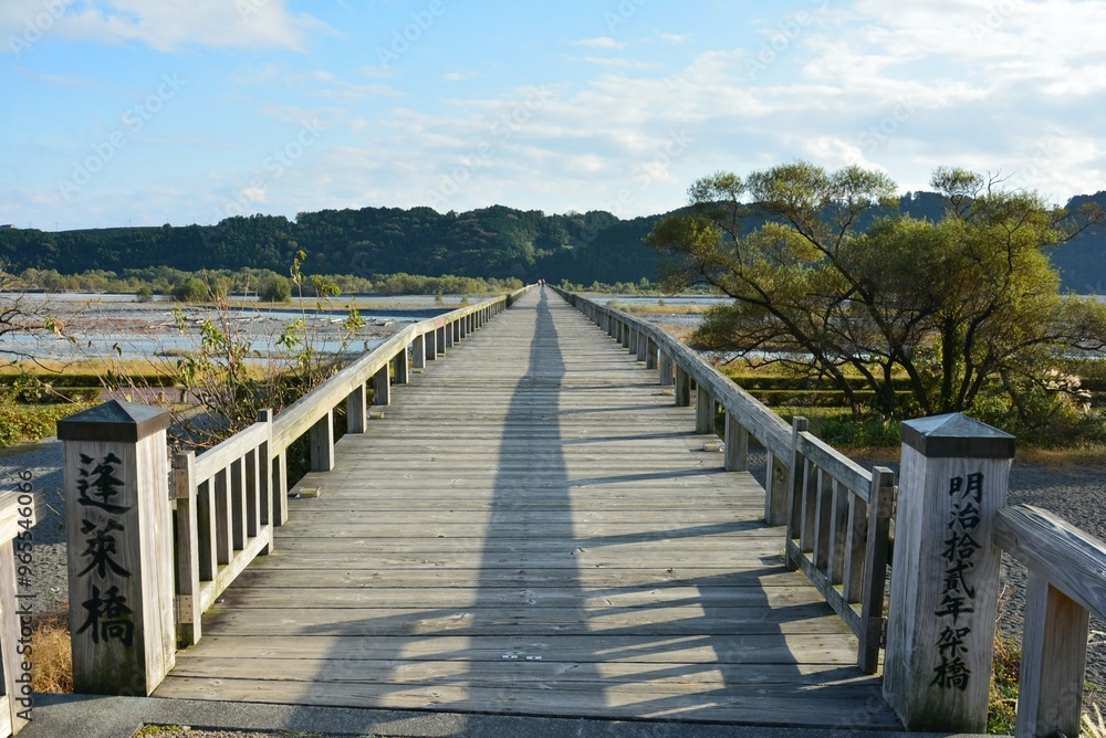 Fototapeta premium 大井川の蓬莱橋