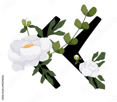 Vector sign with flowers decorations photo