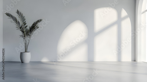 interior of an idealistic hall with a gray, vacant wall