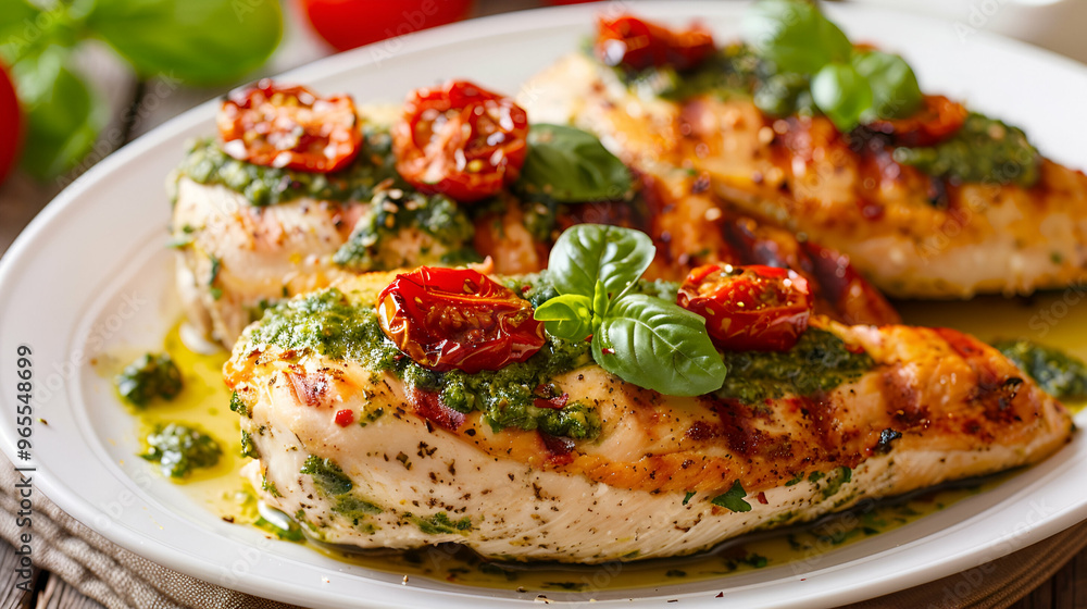 Pesto And Sun Dried Tomato Stuffed Chicken Breast. Pesto And Sun Dried Tomato Stuffed Chicken Breast.