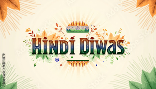 Wallpaper Mural Creative Hindi Diwas Typography with Tricolor and Traditional Indian Elements Torontodigital.ca