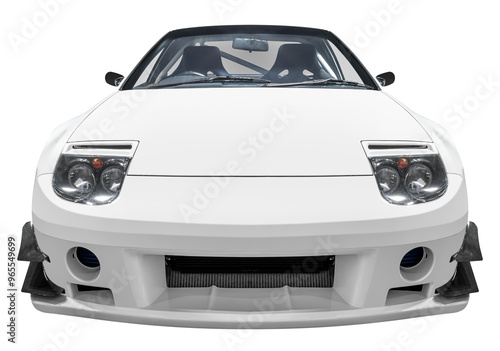 Front view white sport car