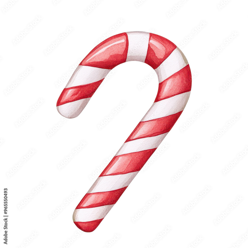 A vibrant red and white striped candy cane, perfect for holiday decorations and festive treats during the Christmas season. A vibrant red and white striped candy cane, perfect for holiday decorations and festive treats during the Christmas season.