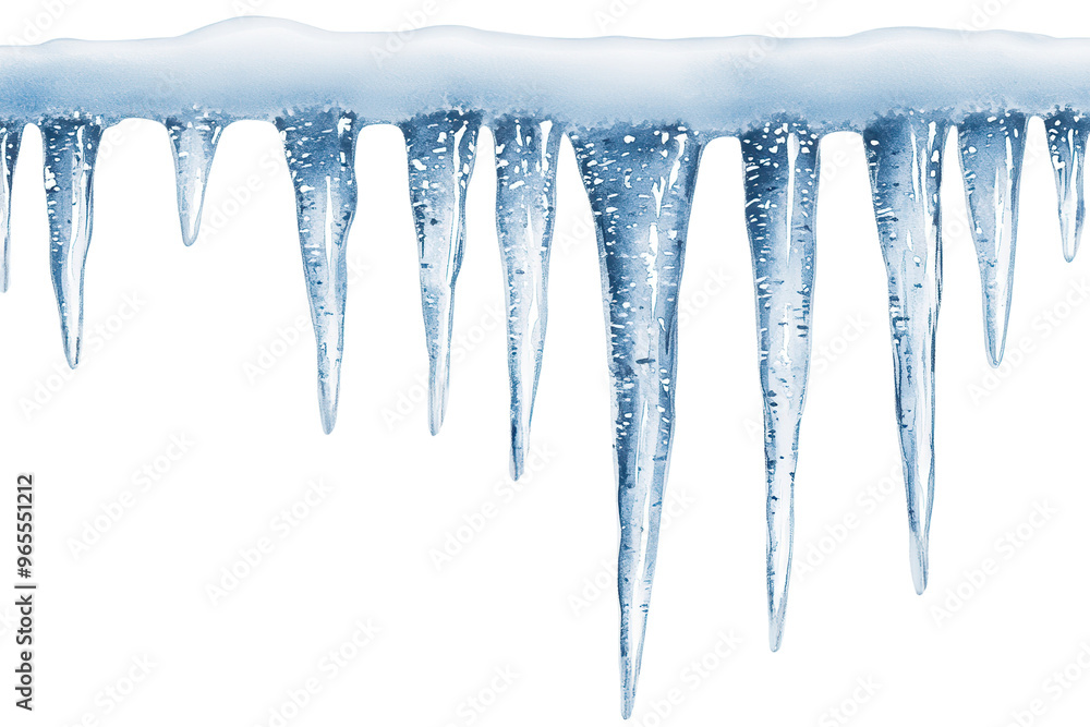 Fototapeta premium A stunning close-up of icicles hanging from a surface, showcasing their sharp edges and beautiful crystalline structure.